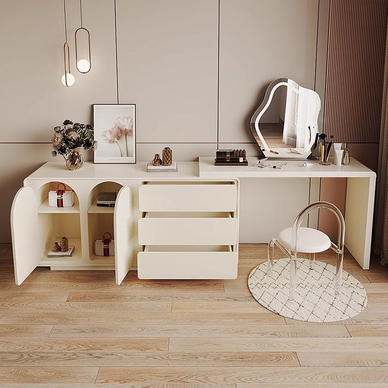 Hokku Designs Earnell Modern Home Office Expandable Dresser Desk Combo With Storage With Drawers